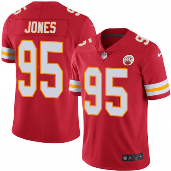 Youth Nike Kansas City Chiefs 95 Chris Jones Red Team Color Vapor Untouchable Limited Player NFL Jersey