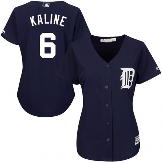 Women's Majestic Detroit Tigers 6 Al Kaline Authentic Navy Blue Alternate Cool Base MLB Jersey