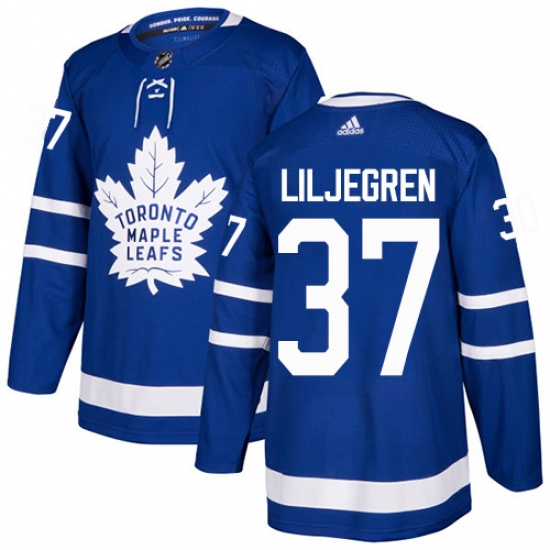 Men's Adidas Toronto Maple Leafs 37 Timothy Liljegren Authentic Royal Blue Home NHL Jersey