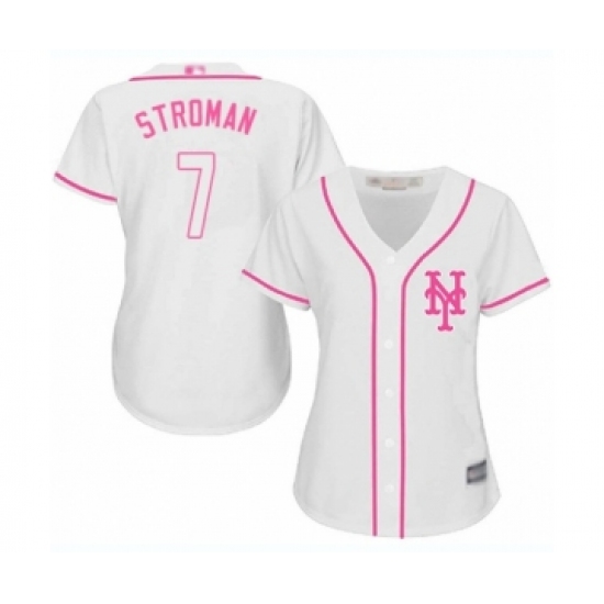 Women's New York Mets 7 Marcus Stroman Authentic White Fashion Cool Base Baseball Jersey