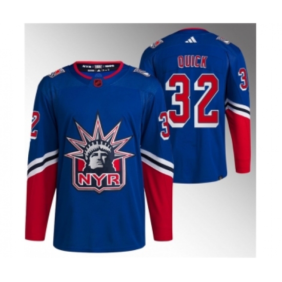 Men's New York Rangers 32 Jonathan Quick Blue Reverse Retro Stitched Jersey