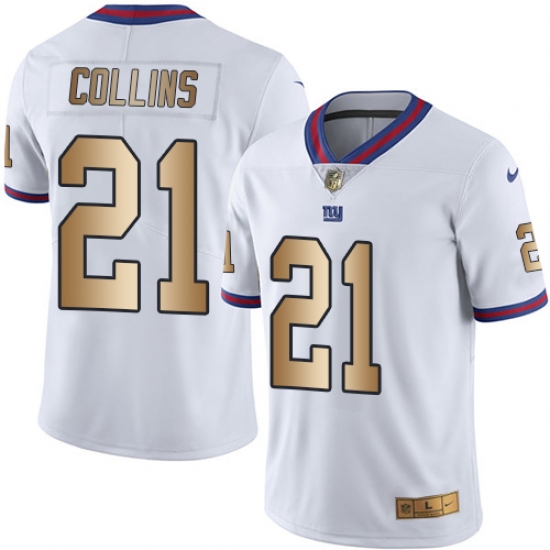 Men's Nike New York Giants 21 Landon Collins Limited White/Gold Rush NFL Jersey