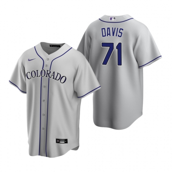 Men's Nike Colorado Rockies 71 Wade Davis Gray Road Stitched Baseball Jersey