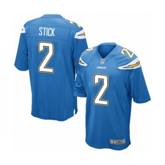 Men's Los Angeles Chargers 2 Easton Stick Game Electric Blue Alternate Football Jersey