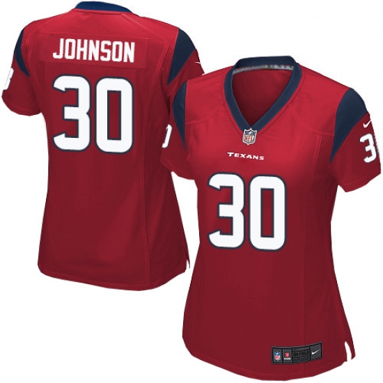 Women's Nike Houston Texans 30 Kevin Johnson Game Red Alternate NFL Jersey