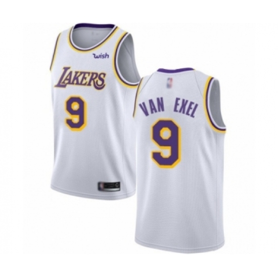 Women's Los Angeles Lakers 9 Nick Van Exel Authentic White Basketball Jerseys - Association Edition