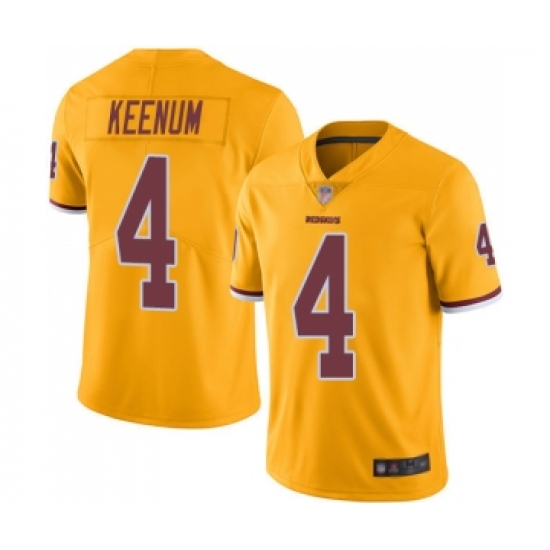 Men's Washington Redskins 4 Case Keenum Elite Gold Rush Vapor Untouchable Football Jersey