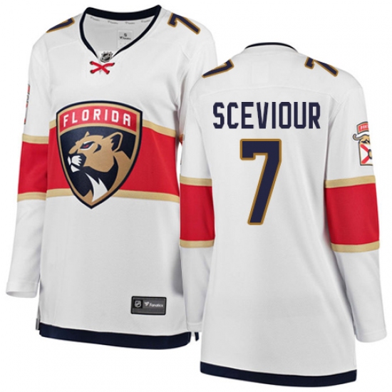 Women's Florida Panthers 7 Colton Sceviour Authentic White Away Fanatics Branded Breakaway NHL Jersey