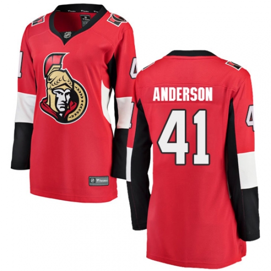 Women's Ottawa Senators 41 Craig Anderson Fanatics Branded Red Home Breakaway NHL Jersey