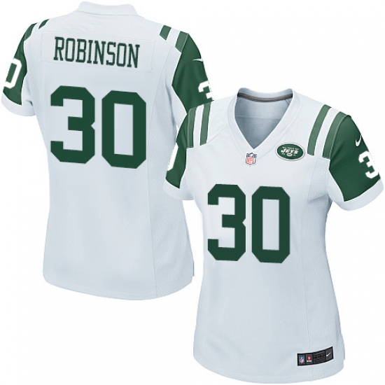 Women Nike New York Jets 30 Rashard Robinson Game White NFL Jersey