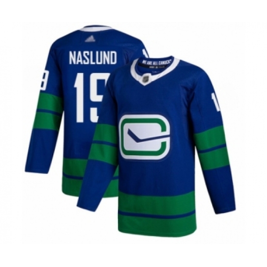 Men's Vancouver Canucks 19 Markus Naslund Authentic Royal Blue Alternate Hockey Jersey