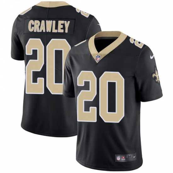 Youth Nike New Orleans Saints 20 Ken Crawley Black Team Color Vapor Untouchable Limited Player NFL Jersey