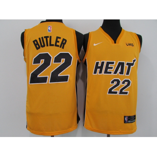 Men's Nike Miami Heat 22 Jimmy Butler Yellow Swingman Basketball Jersey