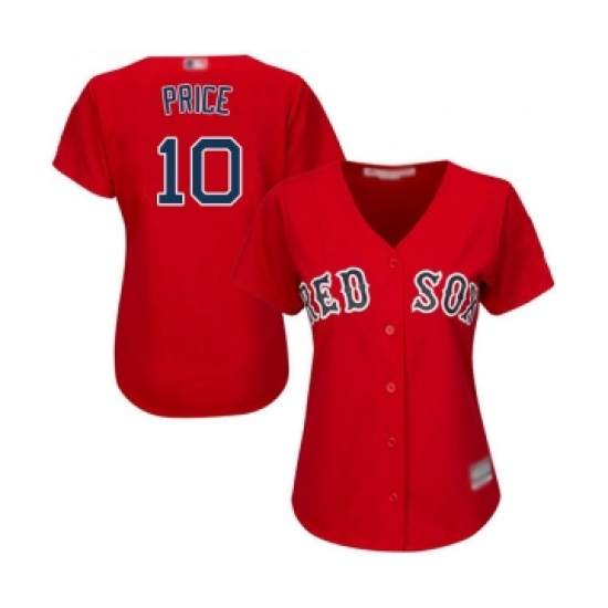 Women's Boston Red Sox 10 David Price Replica Red Alternate Home Baseball Jersey