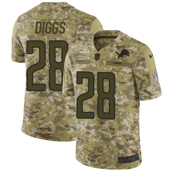 Youth Nike Detroit Lions 28 Quandre Diggs Limited Camo 2018 Salute to Service NFL Jersey