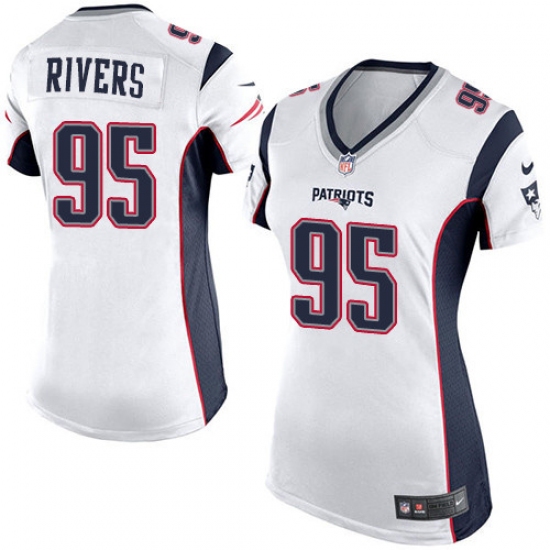 Women's Nike New England Patriots 95 Derek Rivers Game White NFL Jersey