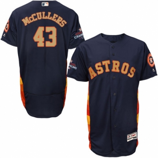 Men's Majestic Houston Astros 43 Lance McCullers Navy Blue Alternate 2018 Gold Program Flex Base Authentic Collection MLB Jersey