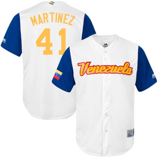 Men's Venezuela Baseball Majestic 41 Victor Martinez White 2017 World Baseball Classic Replica Team Jersey