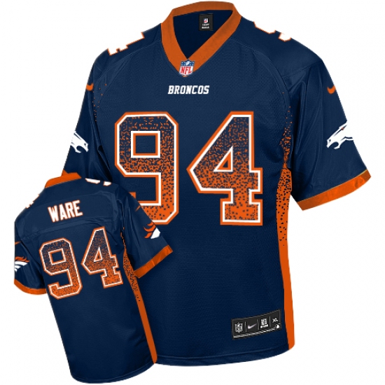 Men's Nike Denver Broncos 94 DeMarcus Ware Elite Navy Blue Drift Fashion NFL Jersey