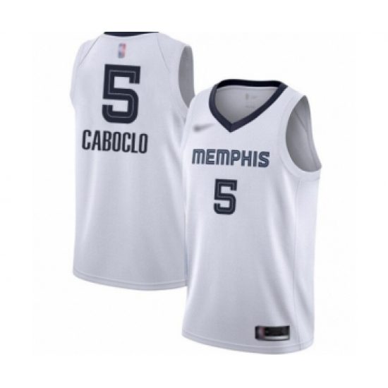 Men's Memphis Grizzlies 5 Bruno Caboclo Authentic White Finished Basketball Jersey - Association Edition