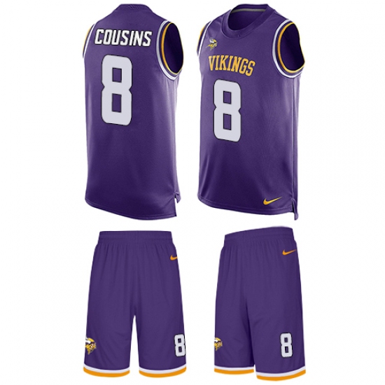 Men's Nike Minnesota Vikings 8 Kirk Cousins Limited Purple Tank Top Suit NFL Jersey