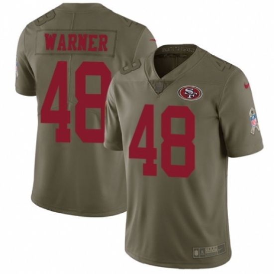 Youth Nike San Francisco 49ers 48 Fred Warner Limited Olive 2017 Salute to Service NFL Jersey