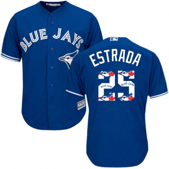 Men's Majestic Toronto Blue Jays 25 Marco Estrada Authentic Blue Team Logo Fashion MLB Jersey