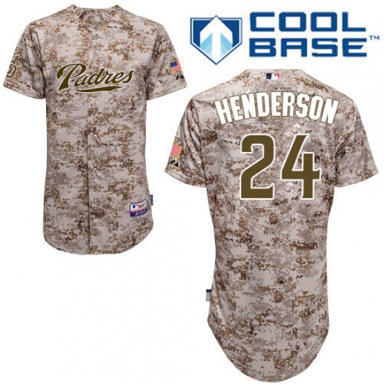 Men's Majestic San Diego Padres 24 Rickey Henderson Replica Camo Alternate 2 Cool Base MLB Jersey