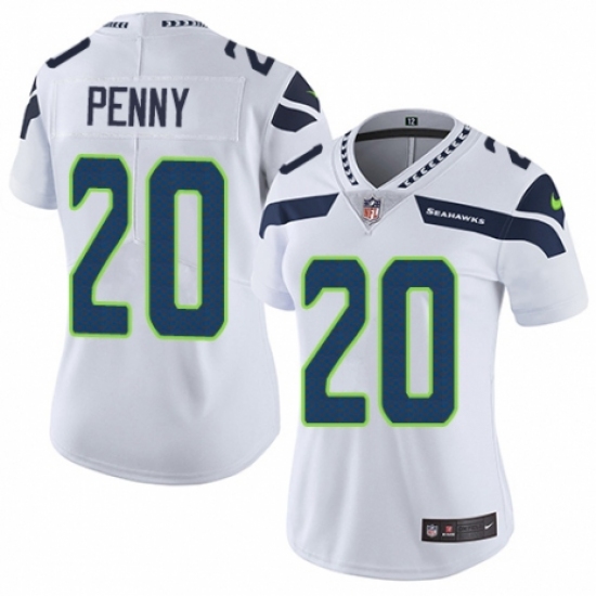 Women's Nike Seattle Seahawks 20 Rashaad Penny White Vapor Untouchable Elite Player NFL Jersey