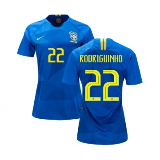 Women's Brazil 22 Rodriguinho Away Soccer Country Jersey