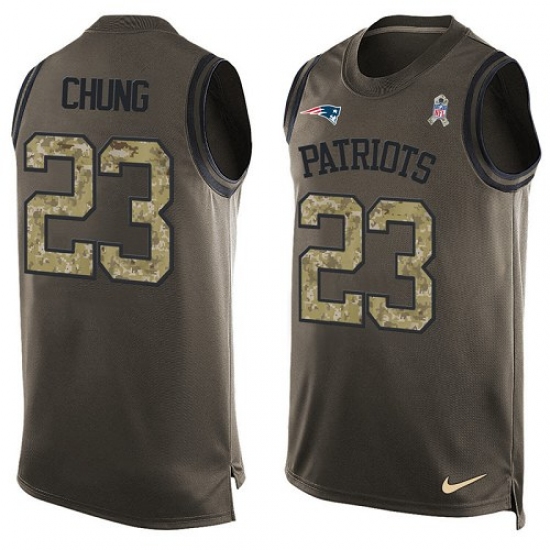 Men's Nike New England Patriots 23 Patrick Chung Limited Green Salute to Service Tank Top NFL Jersey