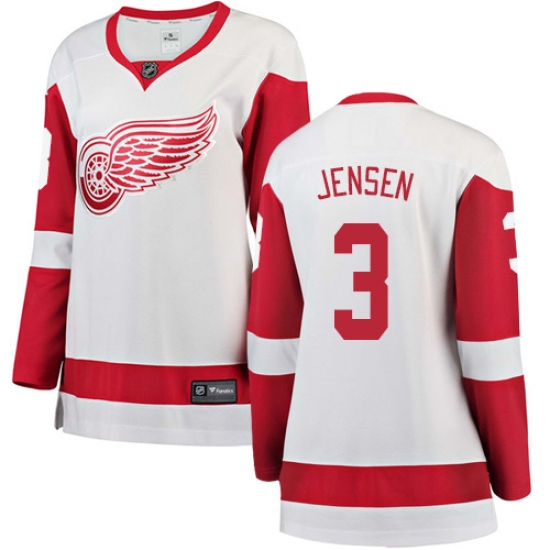 Women's Detroit Red Wings 3 Nick Jensen Authentic White Away Fanatics Branded Breakaway NHL Jersey