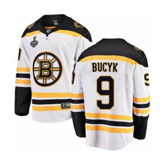 Youth Boston Bruins 9 Johnny Bucyk Authentic White Away Fanatics Branded Breakaway 2019 Stanley Cup Final Bound Hockey Jersey