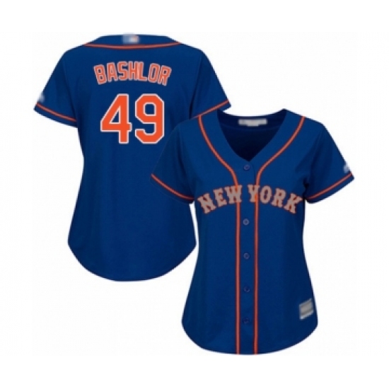 Women's New York Mets 49 Tyler Bashlor Authentic Royal Blue Alternate Road Cool Base Baseball Player Jersey