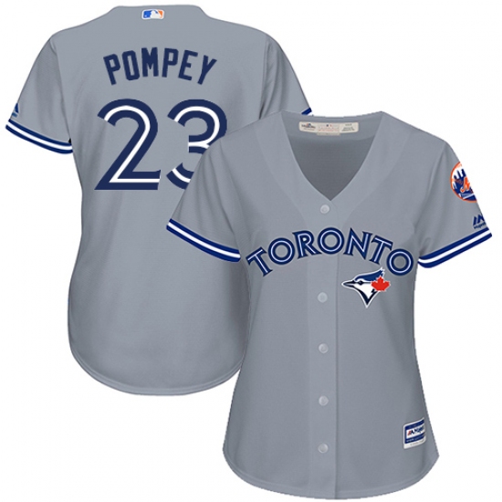 Women's Majestic Toronto Blue Jays 23 Dalton Pompey Authentic Grey Road MLB Jersey