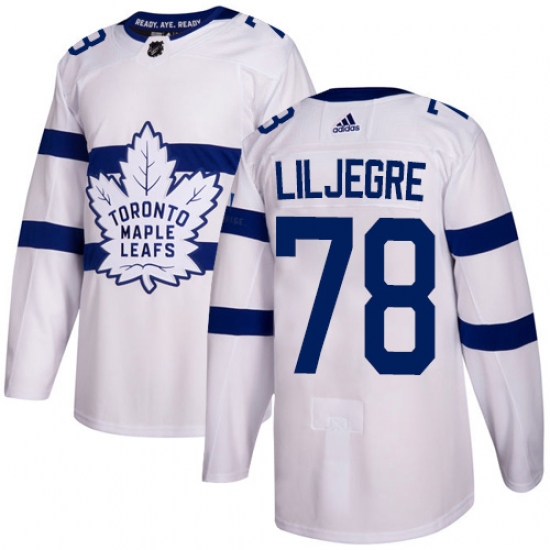 Men's Adidas Toronto Maple Leafs 78 Timothy Liljegren Authentic White 2018 Stadium Series NHL Jersey