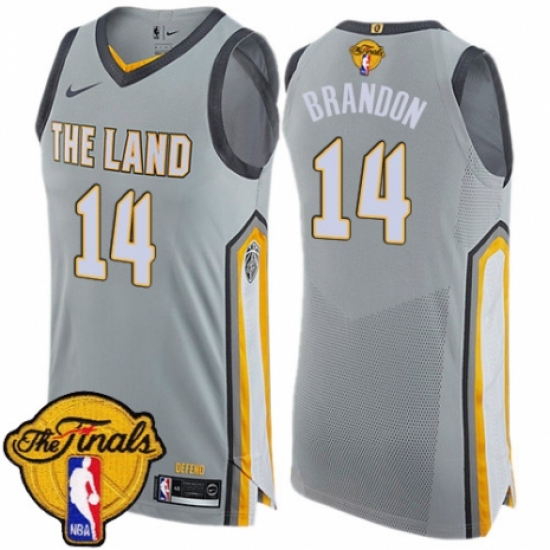 Men's Nike Cleveland Cavaliers 14 Terrell Brandon Authentic Gray 2018 NBA Finals Bound NBA Jersey - City Edition