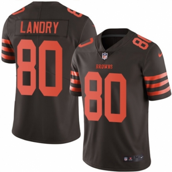 Men's Nike Cleveland Browns 80 Jarvis Landry Limited Brown Rush Vapor Untouchable NFL Jersey