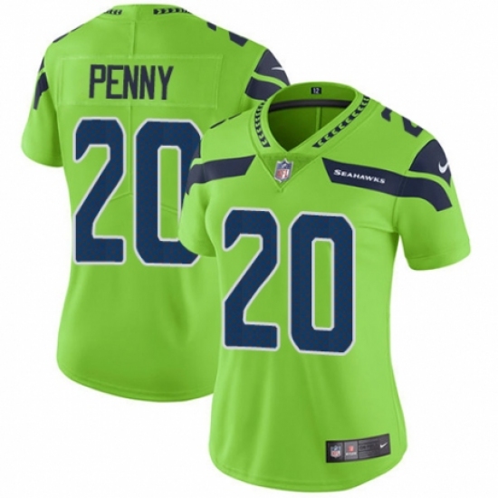 Women's Nike Seattle Seahawks 20 Rashaad Penny Limited Green Rush Vapor Untouchable NFL Jersey