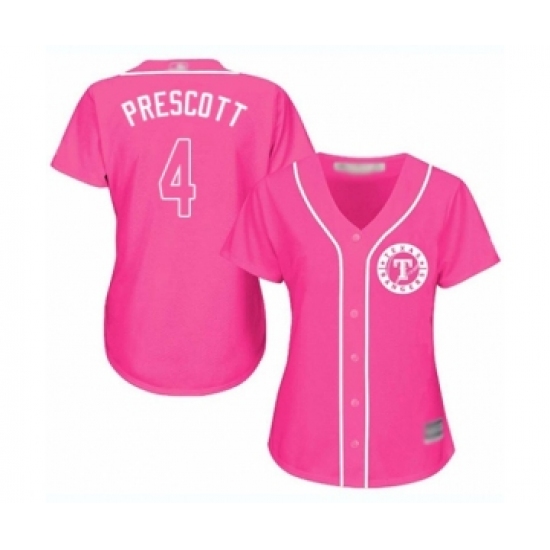 Women's Texas Rangers 4 Dak Prescott Authentic Pink Fashion Cool Base Baseball Jersey