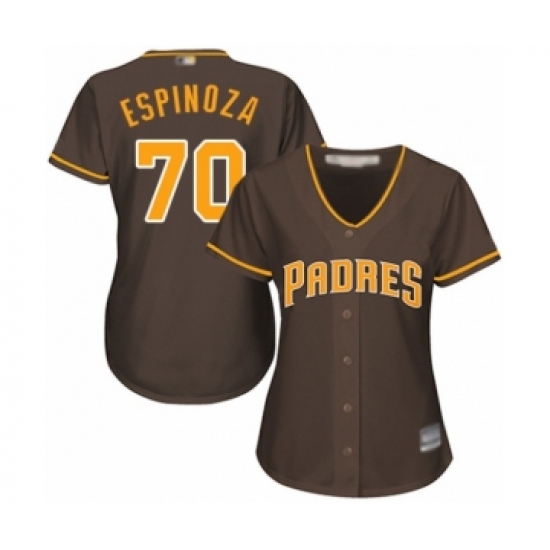 Women's San Diego Padres 70 Anderson Espinoza Authentic Brown Alternate Cool Base Baseball Player Jersey