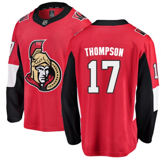 Youth Ottawa Senators 17 Nate Thompson Fanatics Branded Red Home Breakaway NHL Jersey