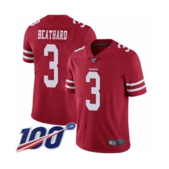 Youth San Francisco 49ers 3 C. J. Beathard Red Team Color Vapor Untouchable Limited Player 100th Season Football Jersey