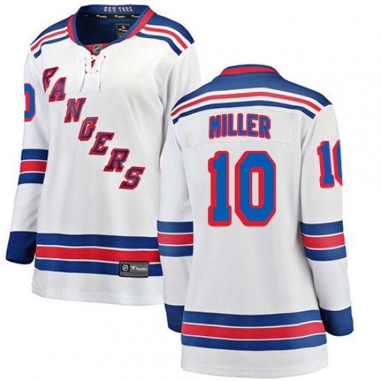 Women's New York Rangers 10 J.T. Miller Fanatics Branded White Away Breakaway NHL Jersey