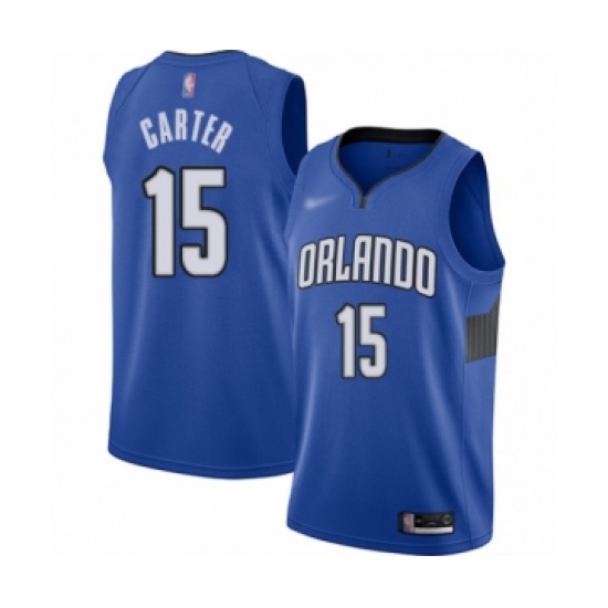 Men's Orlando Magic 15 Vince Carter Authentic Blue Finished Basketball Jersey - Statement Edition