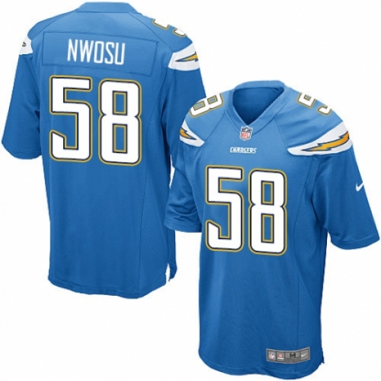 Men's Nike Los Angeles Chargers 58 Uchenna Nwosu Game Electric Blue Alternate NFL Jersey