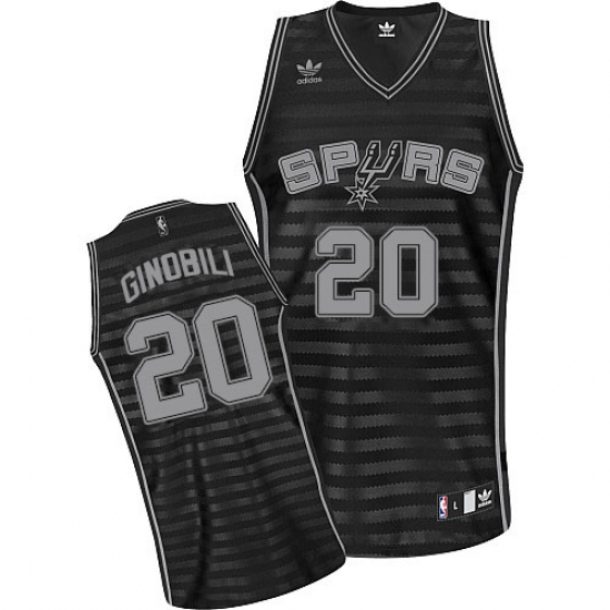 Men's Adidas San Antonio Spurs 20 Manu Ginobili Swingman Black/Grey Groove NBA Jersey