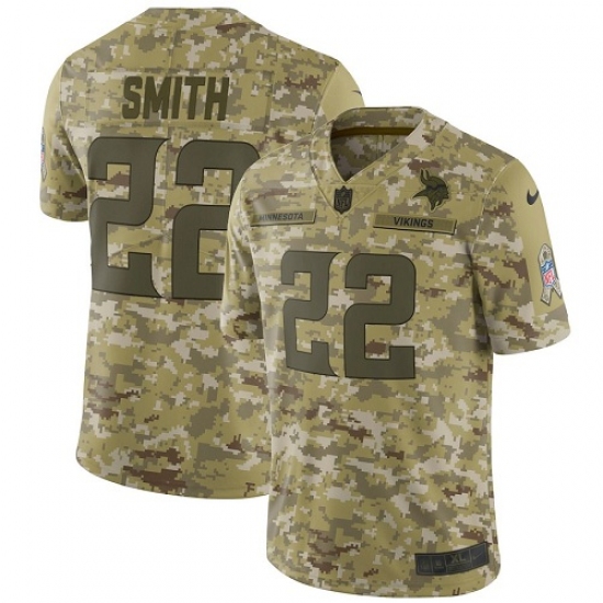 Men's Nike Minnesota Vikings 22 Harrison Smith Limited Camo 2018 Salute to Service NFL Jersey