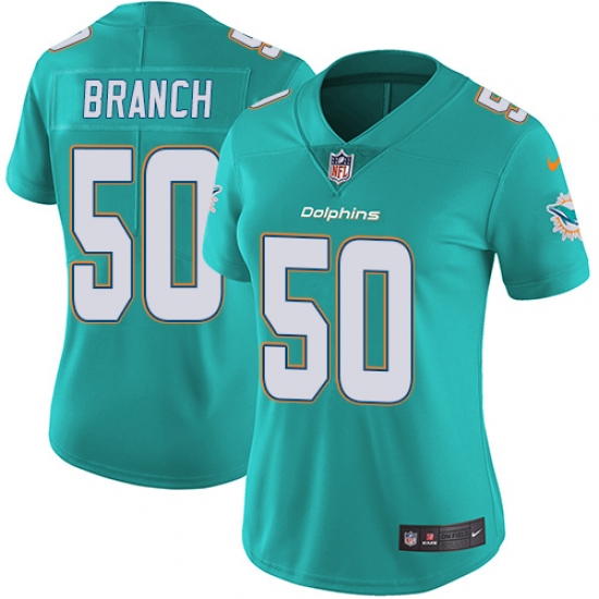 Women's Nike Miami Dolphins 50 Andre Branch Elite Aqua Green Team Color NFL Jersey