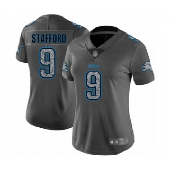 Women's Detroit Lions 9 Matthew Stafford Limited Gray Static Fashion Football Jersey